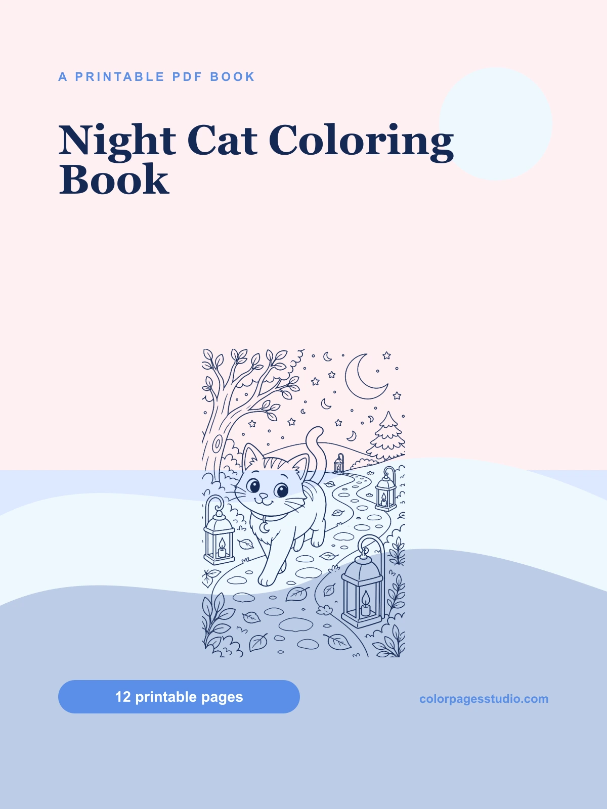 Night Cat Coloring Book cover