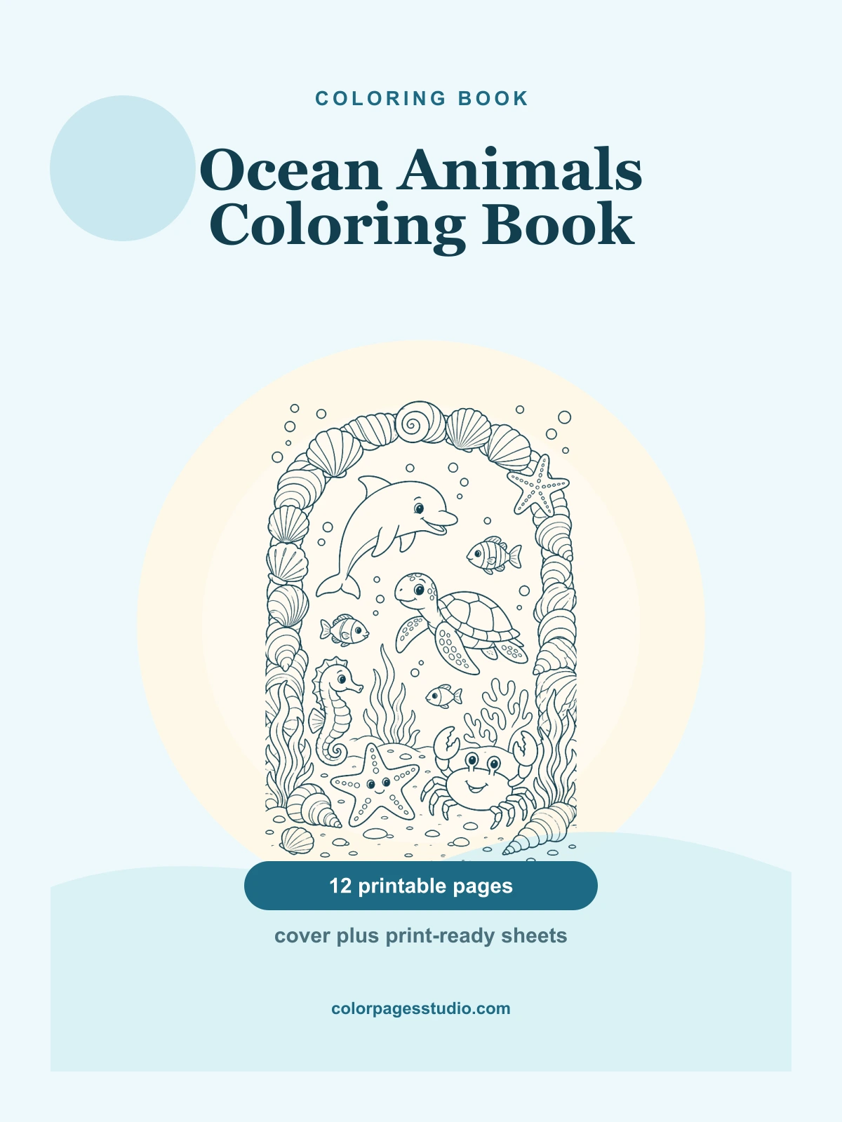 Ocean Animals Coloring Book cover