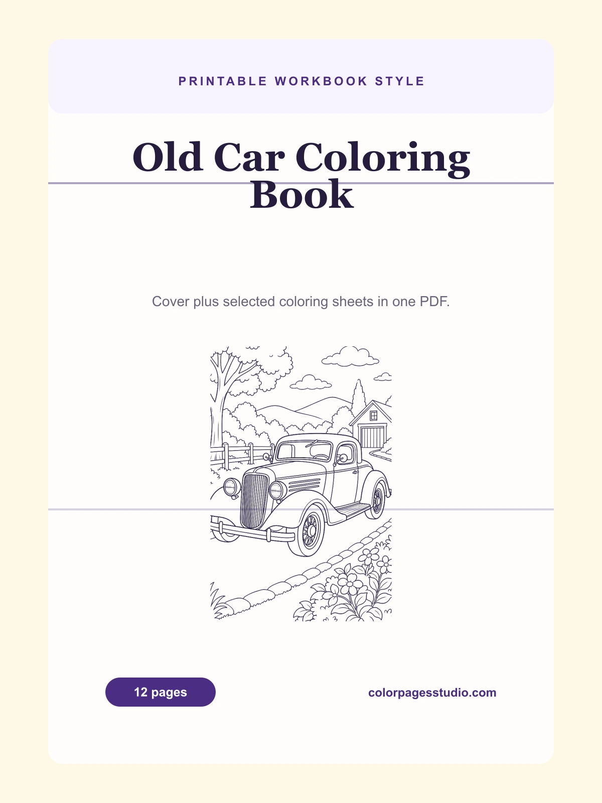 Old Car Coloring Book cover