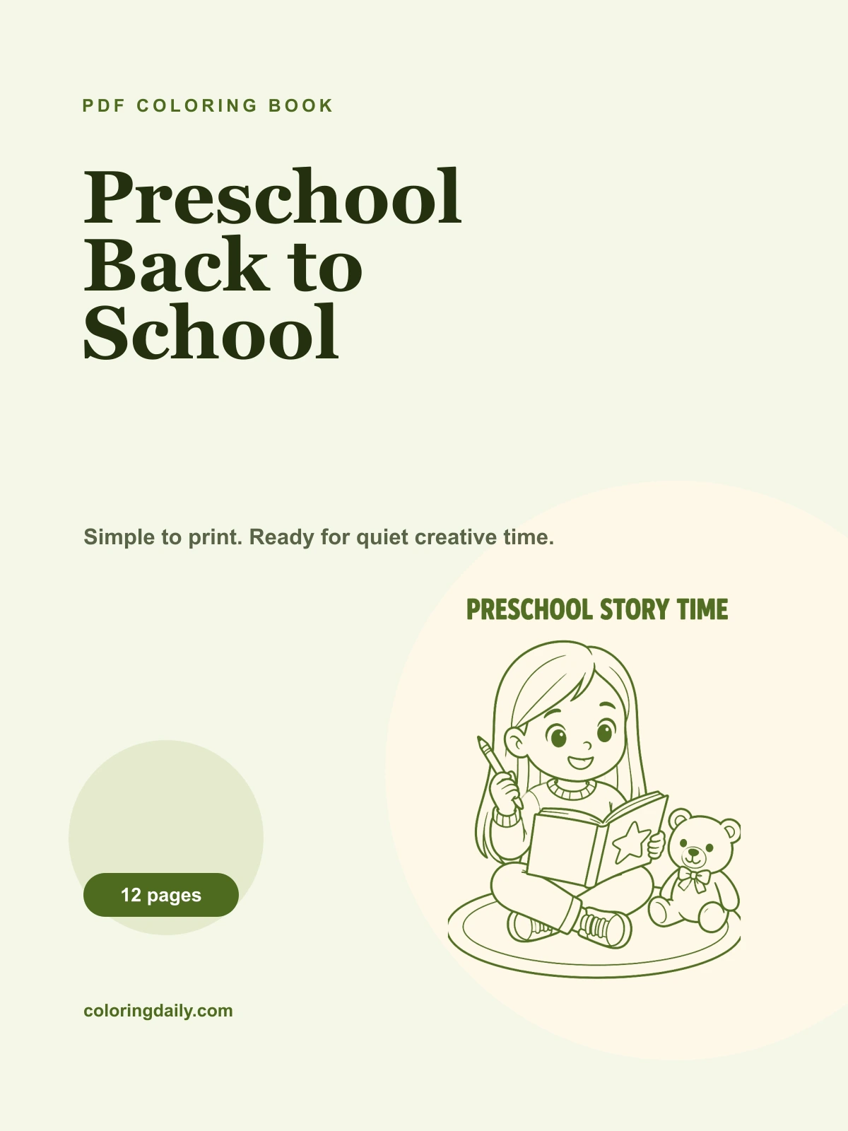Preschool Back to School Coloring Book cover