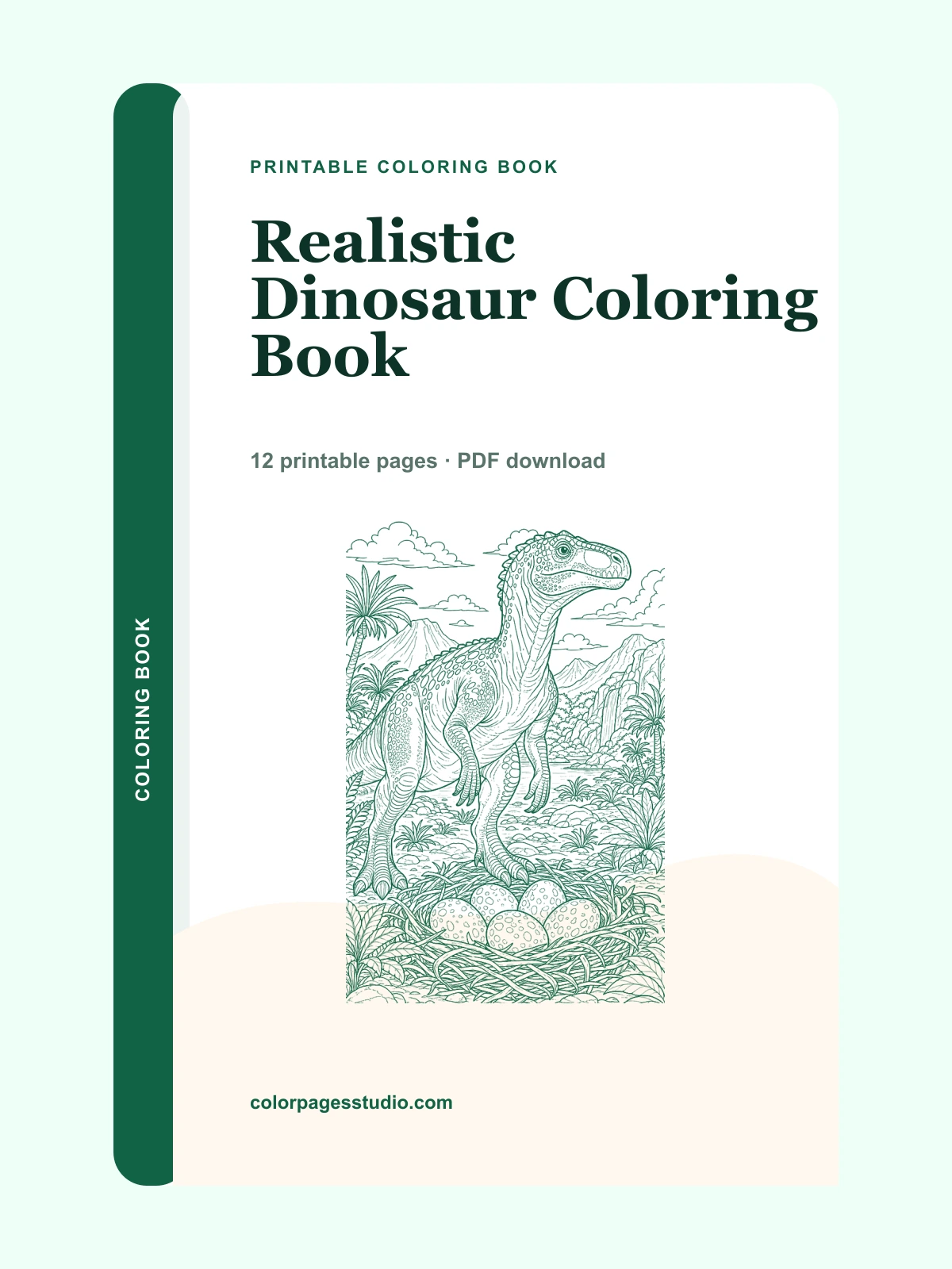 Realistic Dinosaur Coloring Book cover