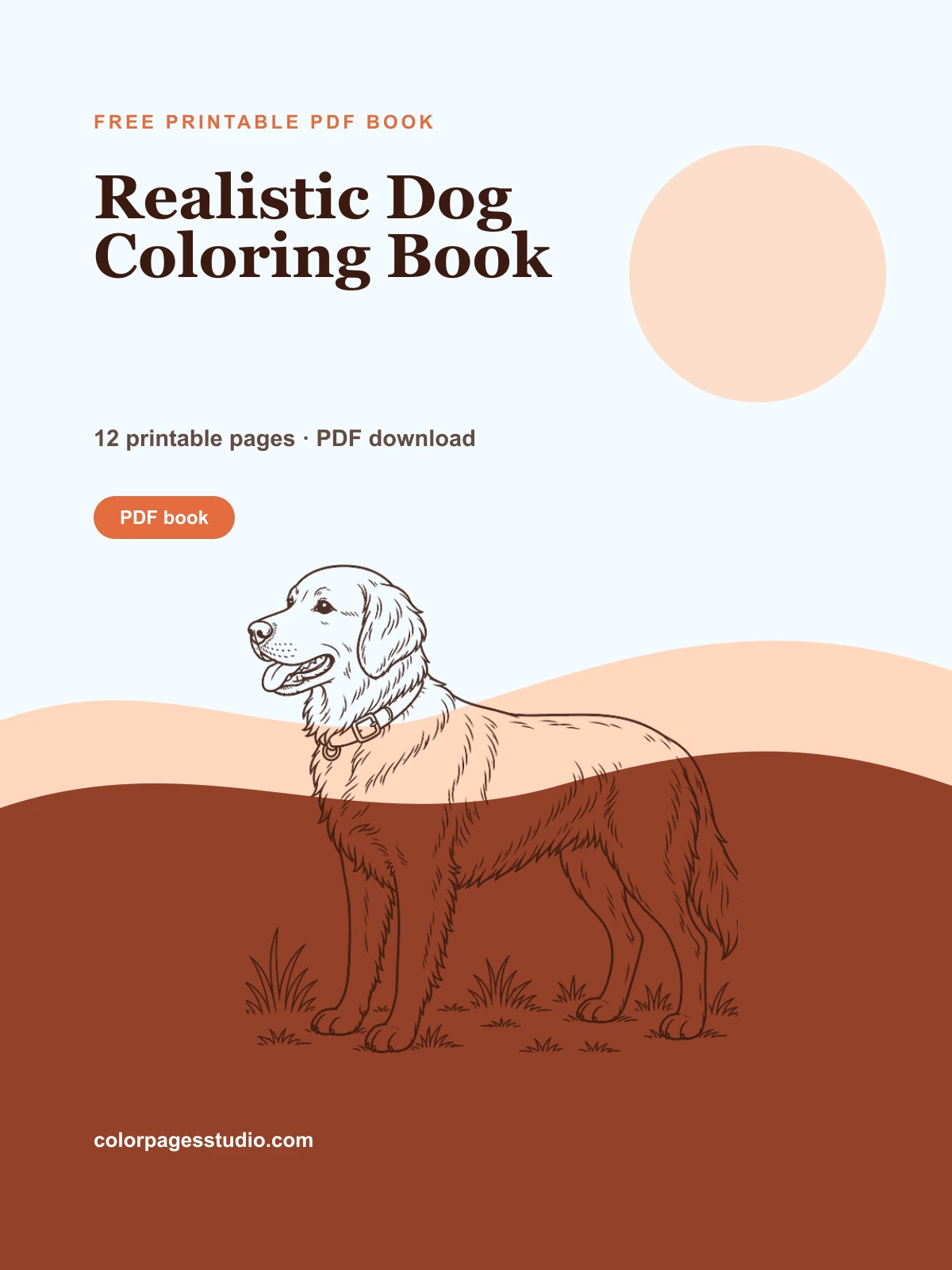Realistic Dog Coloring Book cover