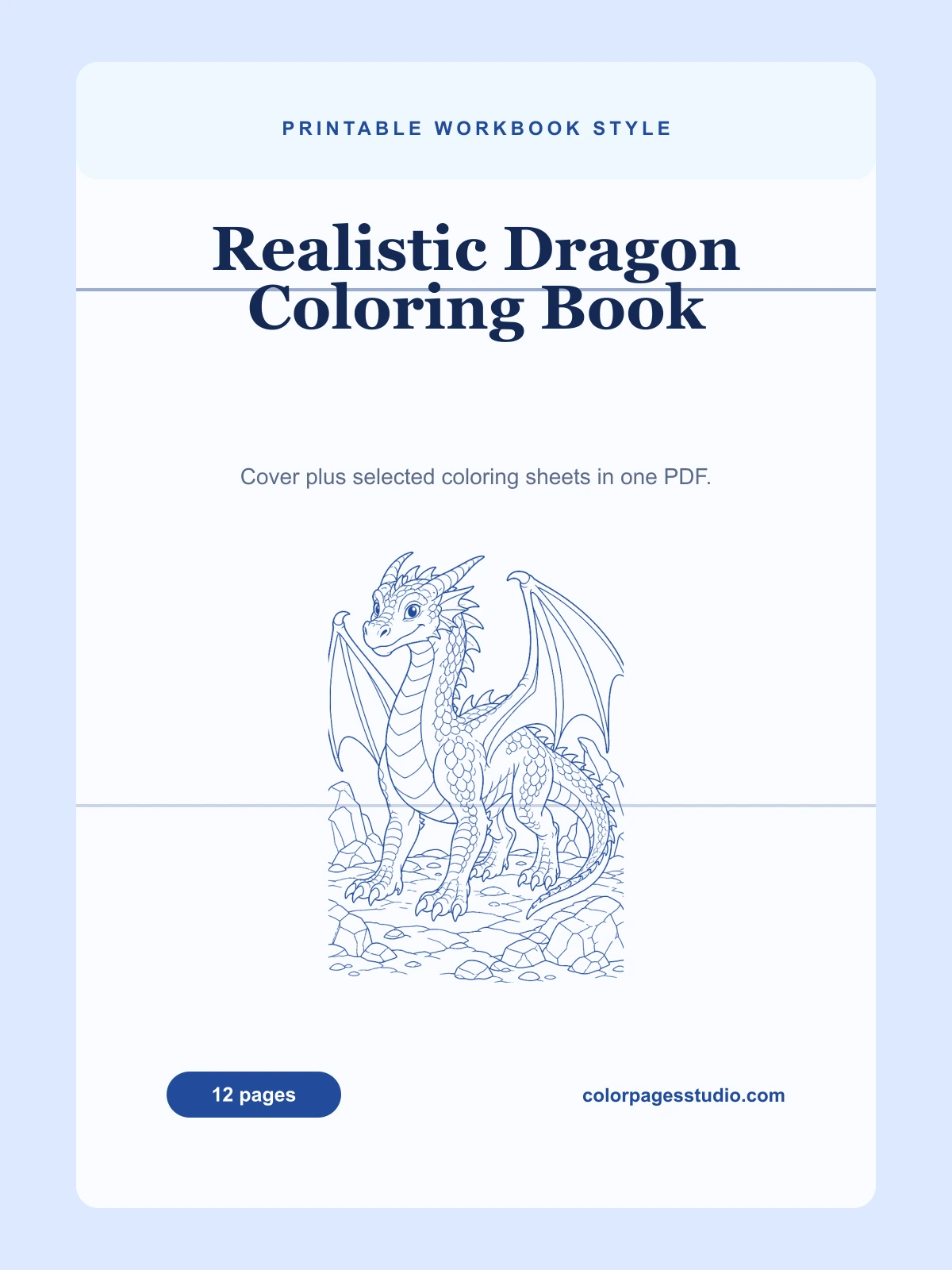 Realistic Dragon Coloring Book cover