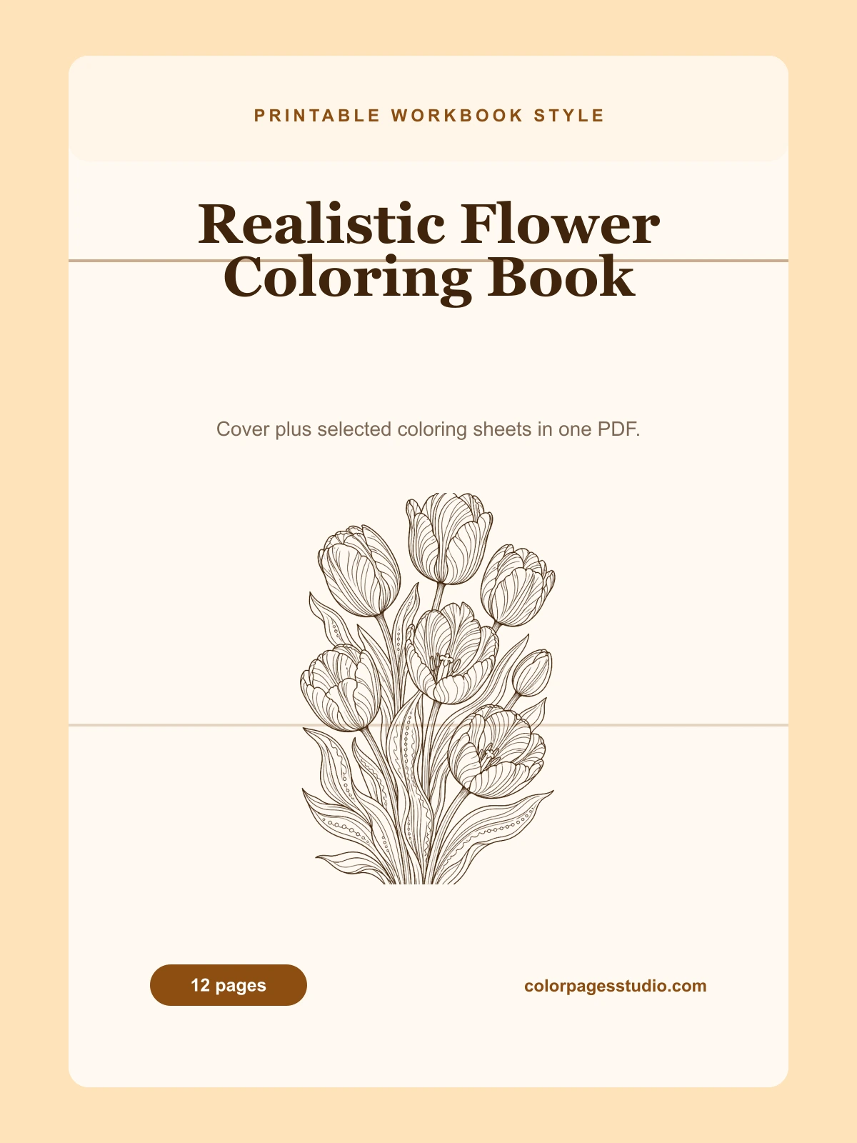 Realistic Flower Coloring Book cover