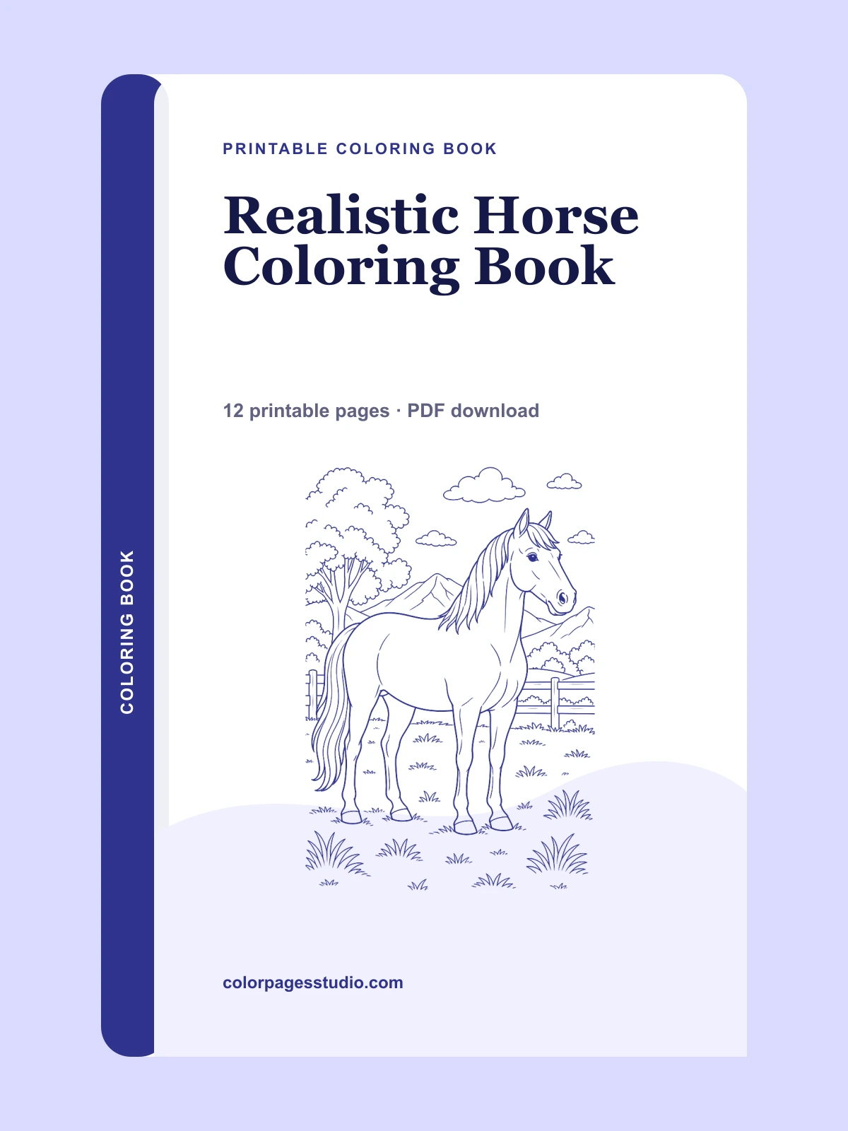Realistic Horse Coloring Book cover
