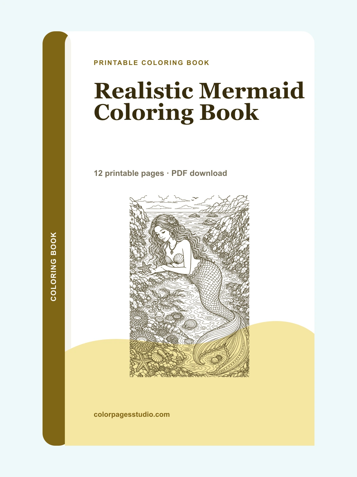 Realistic Mermaid Coloring Book cover