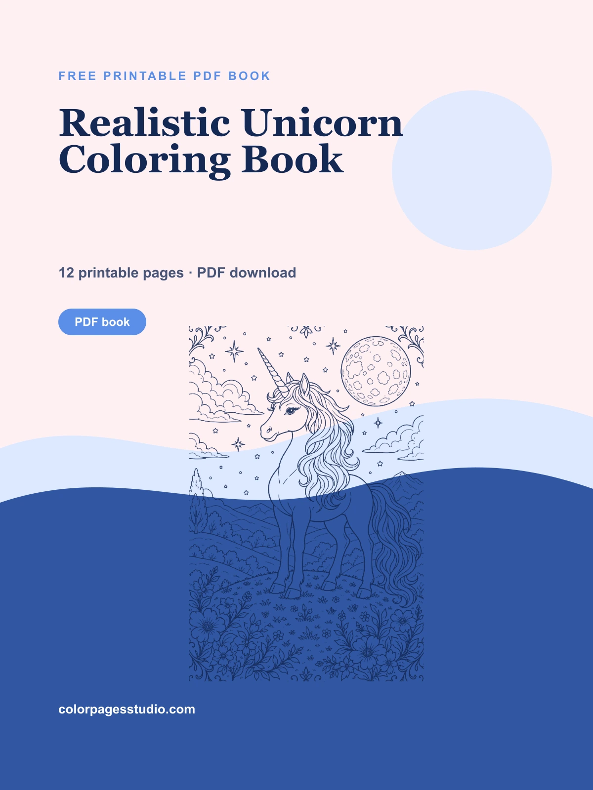 Realistic Unicorn Coloring Book cover