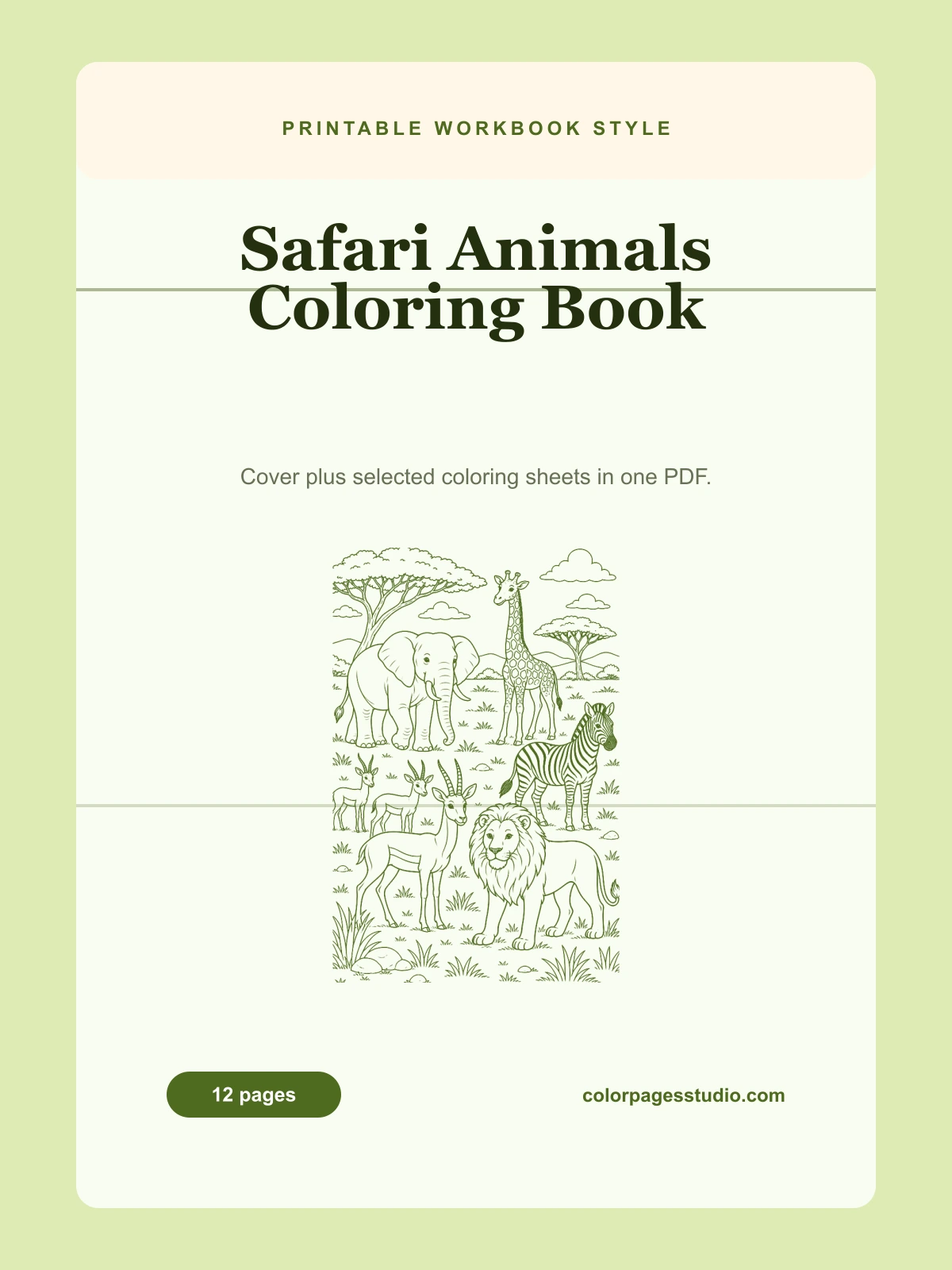 Safari Animals Coloring Book cover