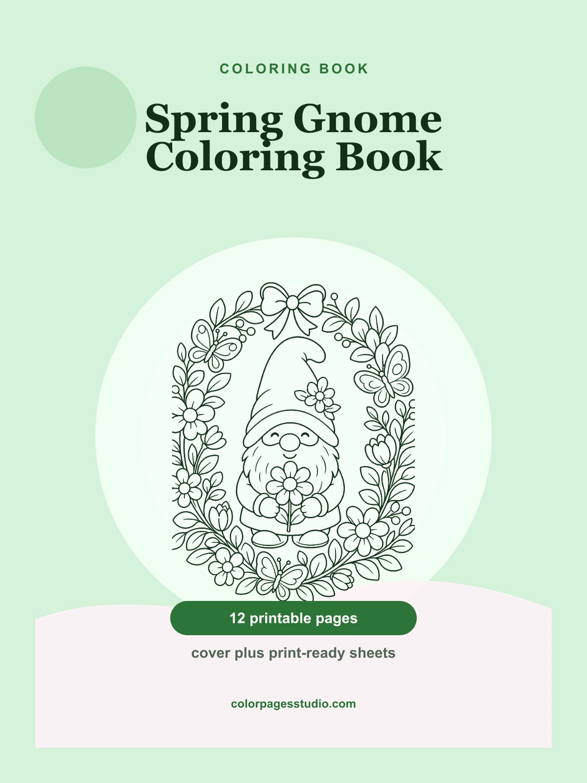Spring Gnome Coloring Book cover