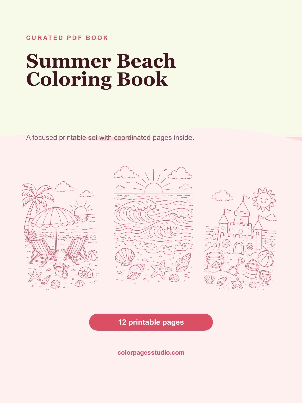 Summer Beach Coloring Book cover