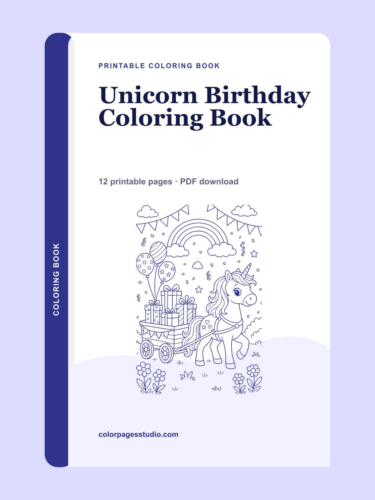 Unicorn Birthday Coloring Book cover