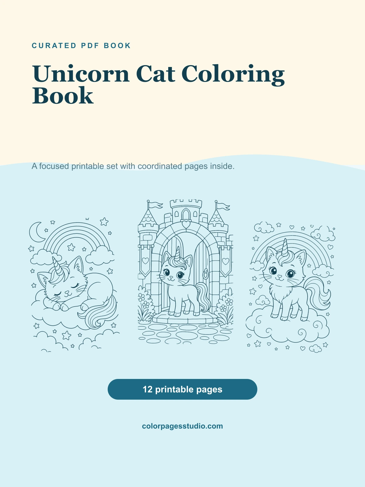 Unicorn Cat Coloring Book cover