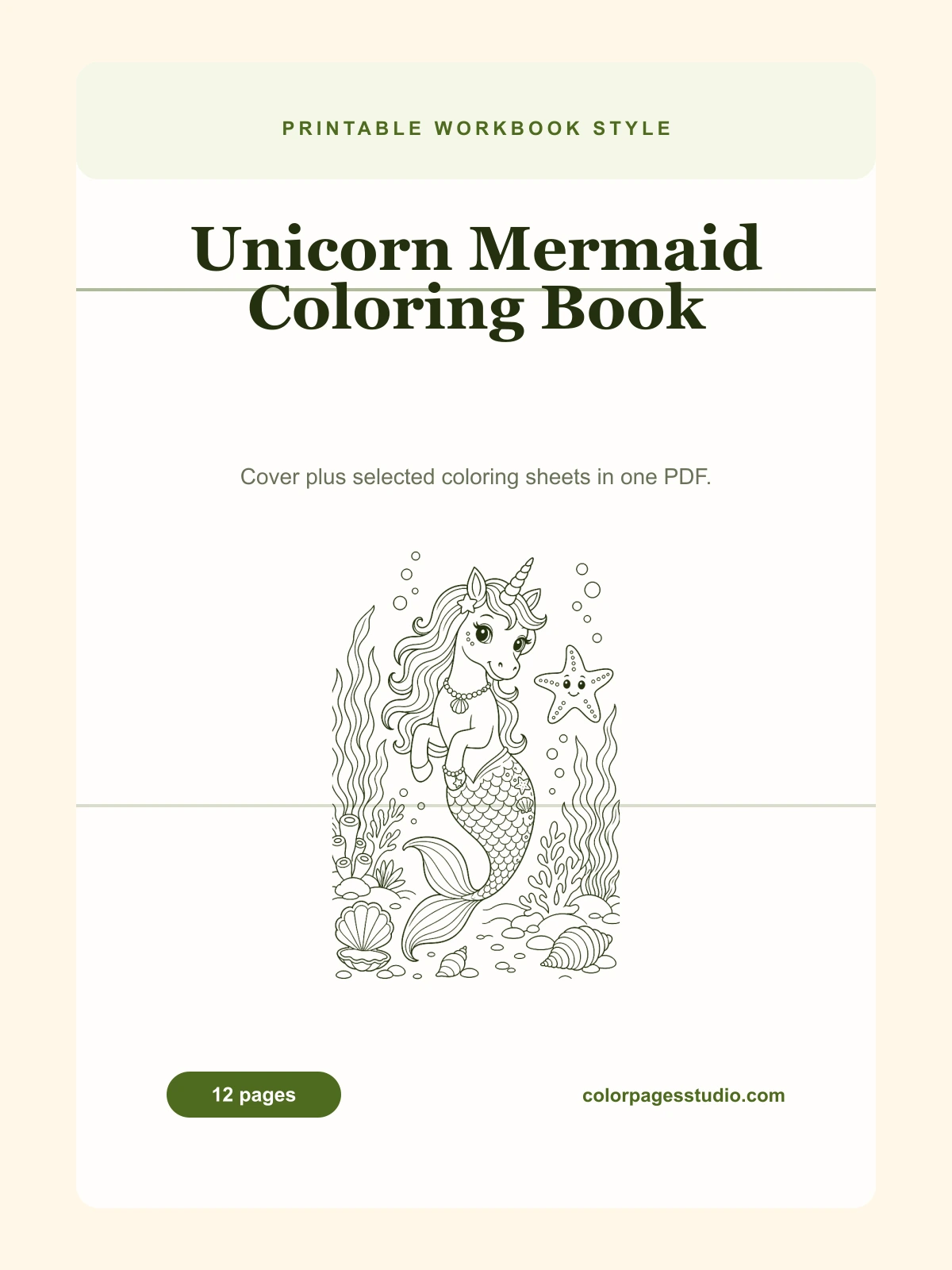 Unicorn Mermaid Coloring Book cover