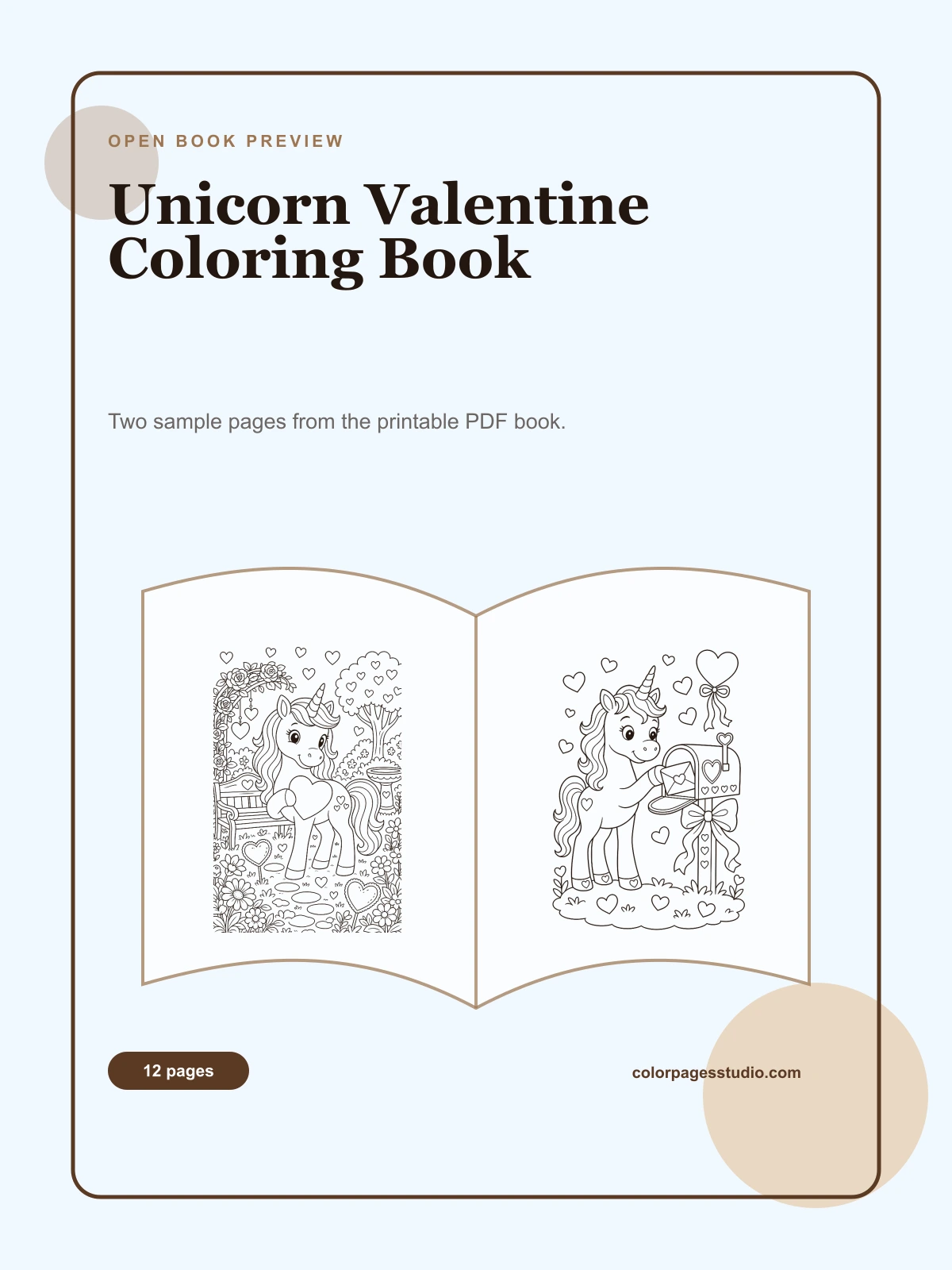 Unicorn Valentine Coloring Book cover
