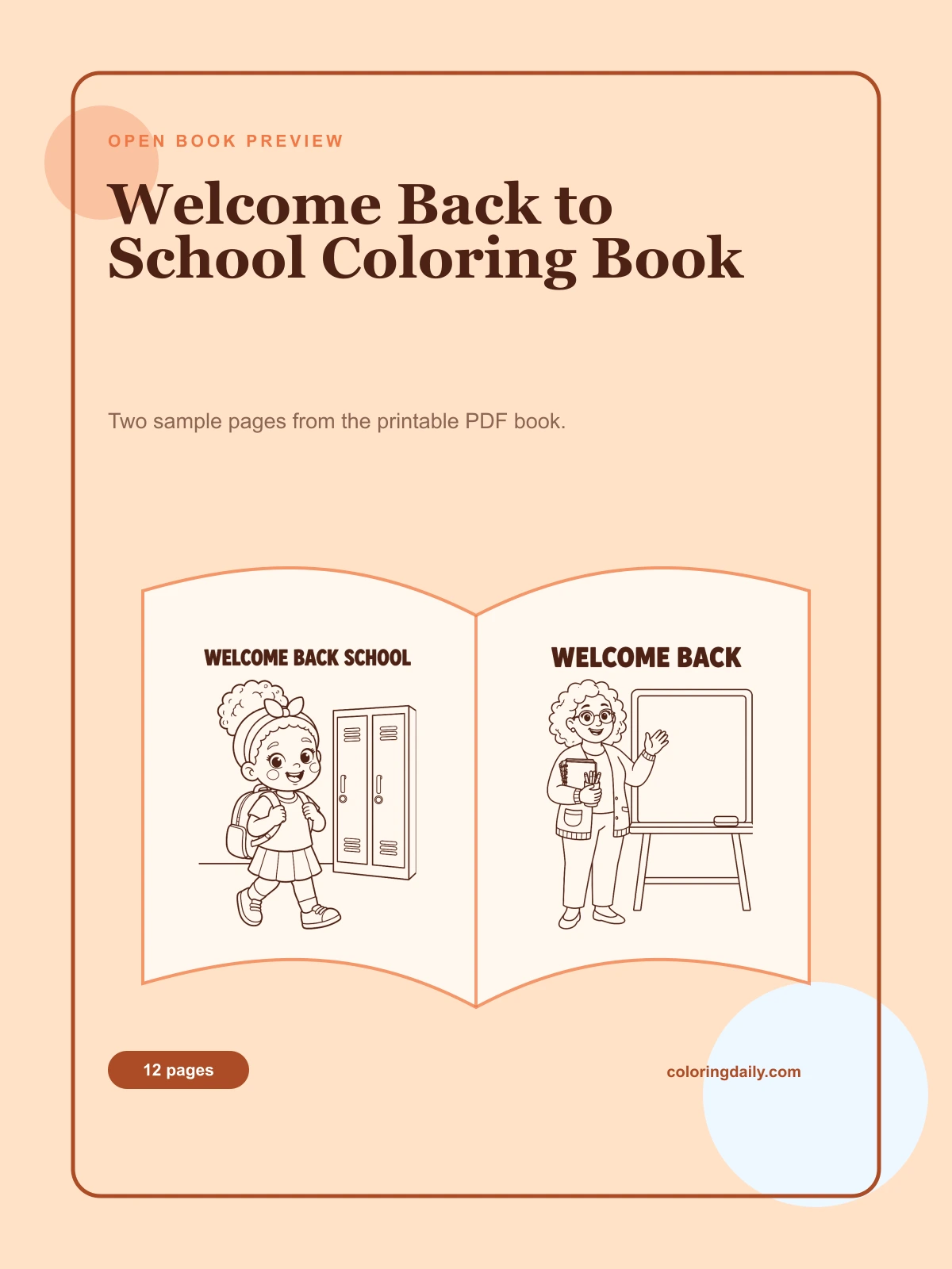 Welcome Back to School Coloring Book cover
