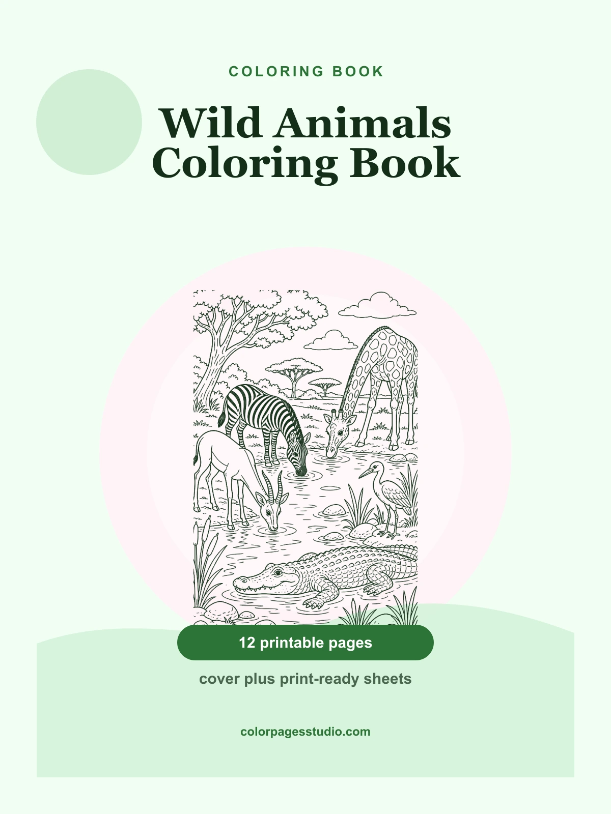 Wild Animals Coloring Book cover