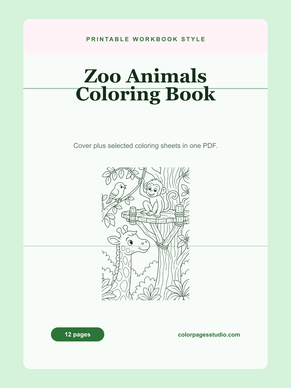 Zoo Animals Coloring Book cover
