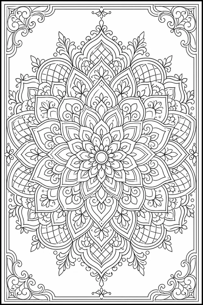 Adult Advanced Advanced Adult Complex Geometric Rosette coloring page
