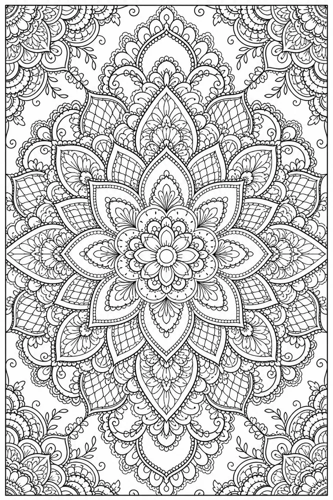 Adult Advanced Advanced Adult Detailed Lace Mandala coloring page