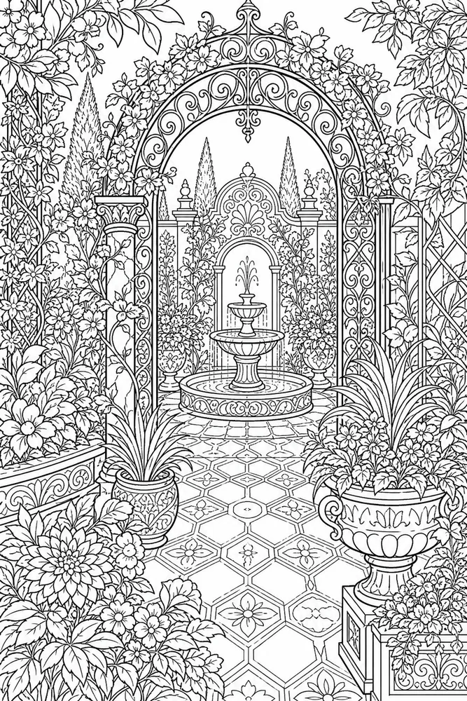 Adult Advanced Advanced Adult Intricate Botanical Garden coloring page