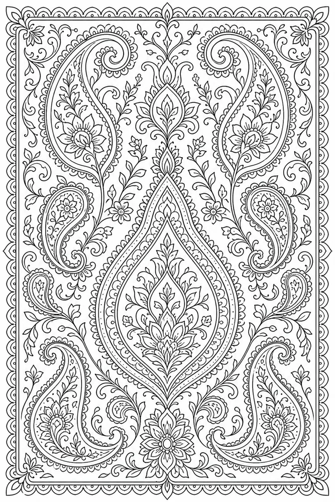 Adult Advanced Advanced Adult Paisley Pattern Panel coloring page