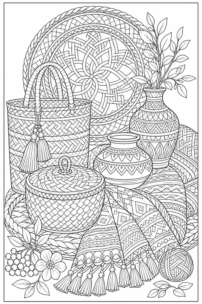 Adult Advanced Advanced Adult Woven Pattern Still Life coloring page