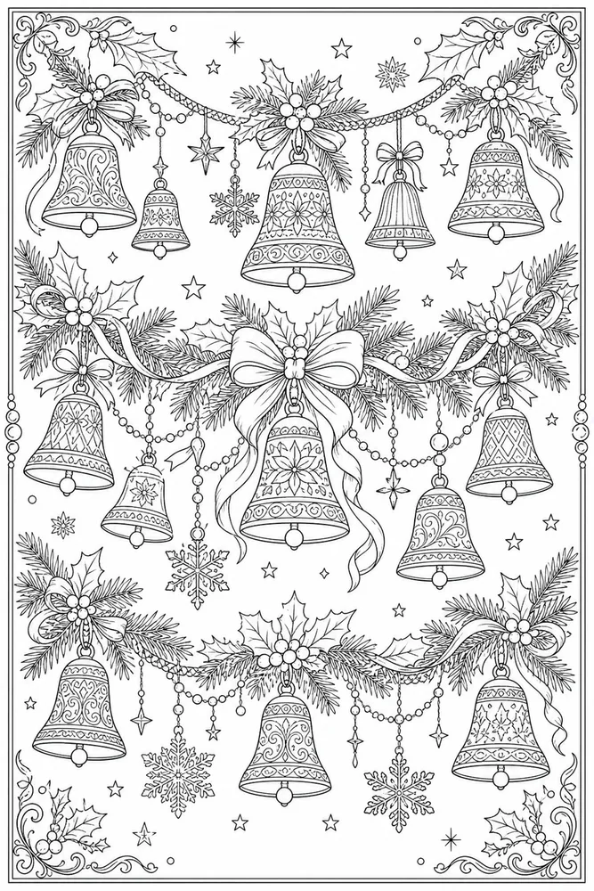 Adult Christmas Christmas Bell Garland coloring page