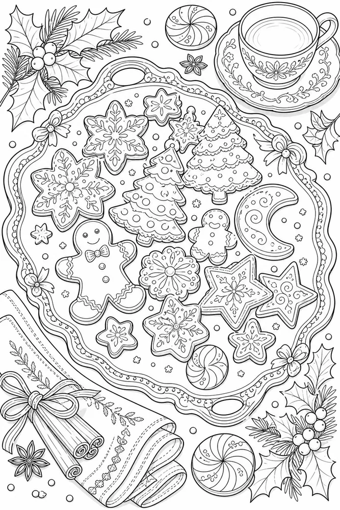 Adult Christmas Christmas Cookie Tray coloring page