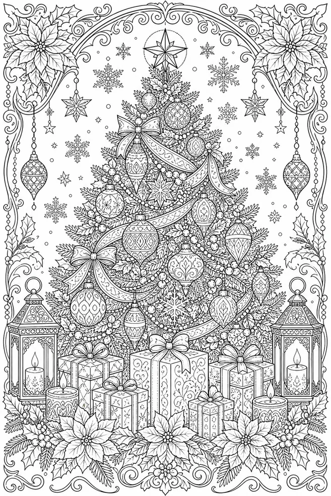Adult Christmas Christmas Decorative Tree coloring page