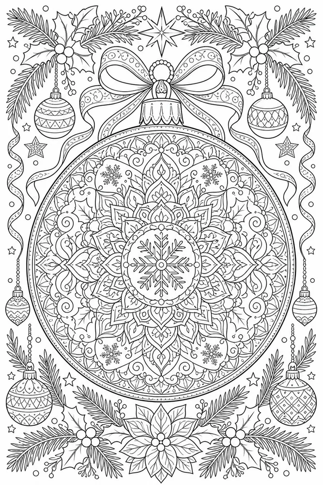 Adult Christmas Christmas Ornament Mandala coloring page