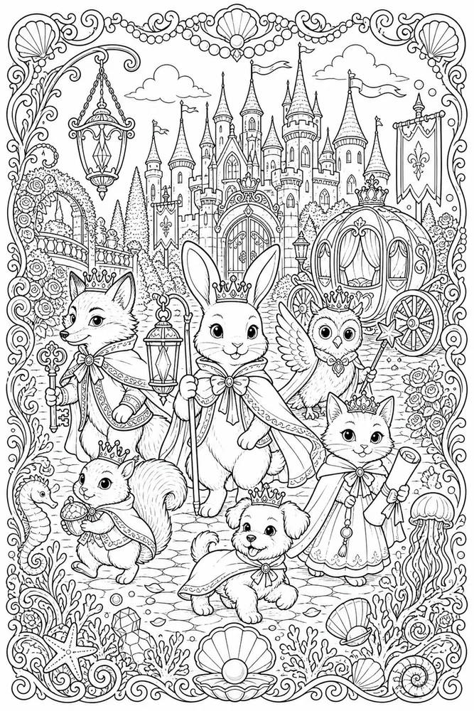 Adult Disney Animal Sidekick Parade printable coloring page