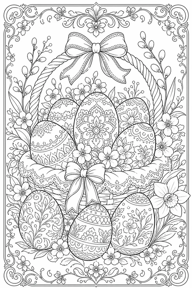 Adult Easter Easter Decorated Eggs coloring page