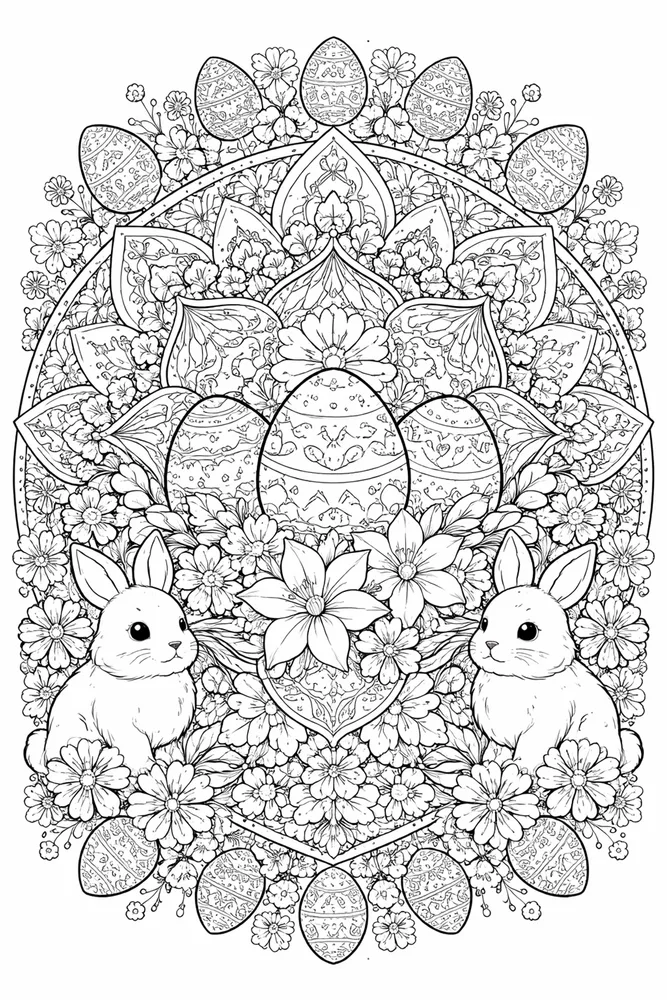 Adult Easter Coloring Pages preview: Adult Easter Easter Floral Mandala coloring page