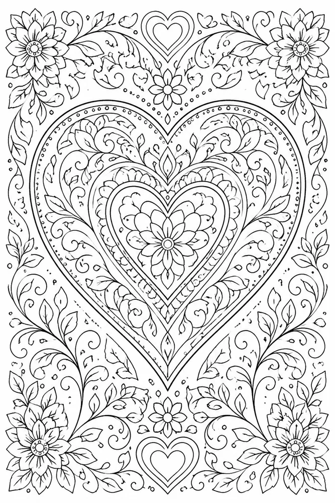 Adult Easy Easy Adult Large Heart Pattern coloring page