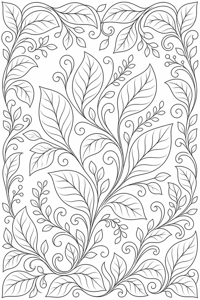 Adult Easy Easy Adult Open Leaf Pattern coloring page