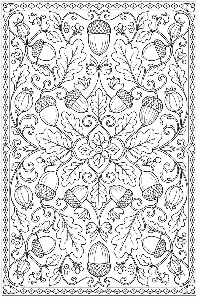 Adult Fall Fall Acorn Pattern coloring page