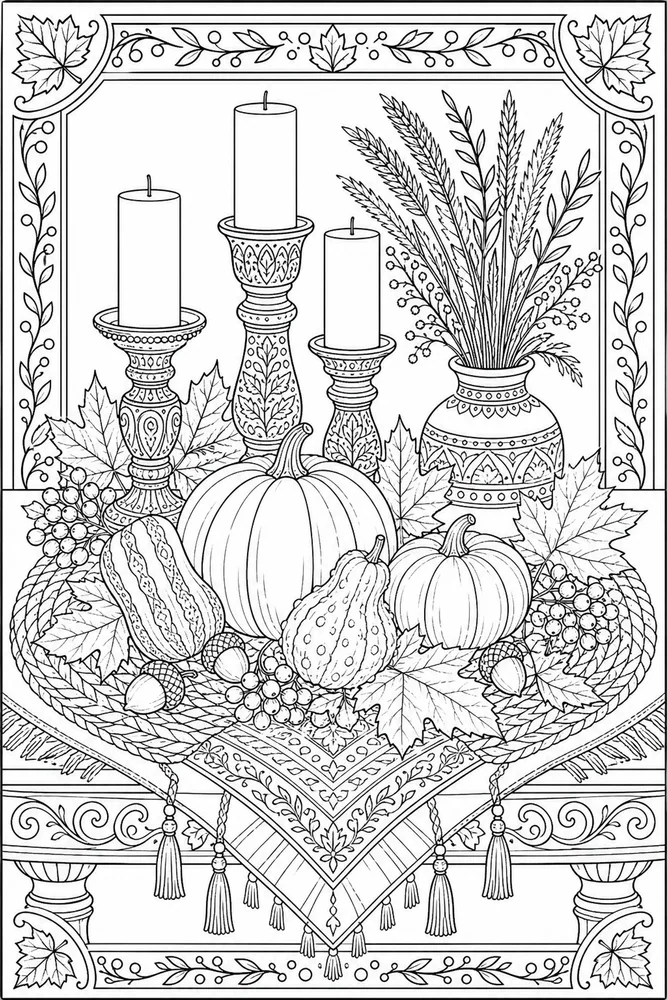 Adult Fall Fall Candle Table coloring page