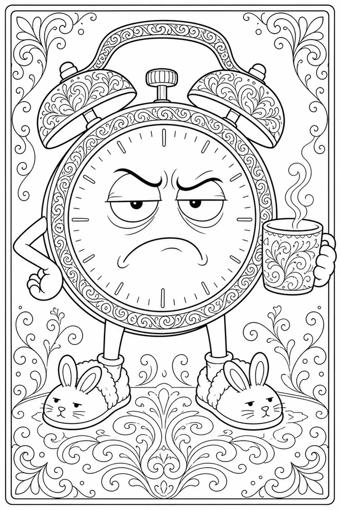 Adult Funny Funny Adult Grumpy Alarm Clock coloring page