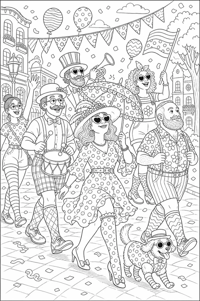Adult Funny Funny Adult Silly Socks Parade coloring page