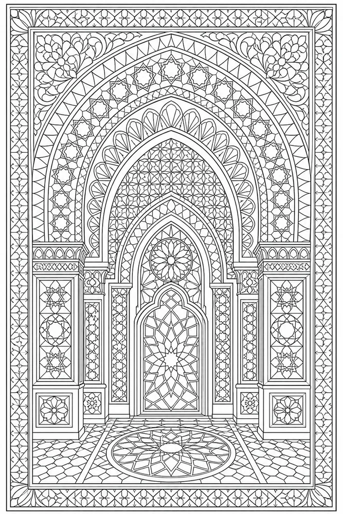 Adult Geometric Geometric Arch Pattern coloring page