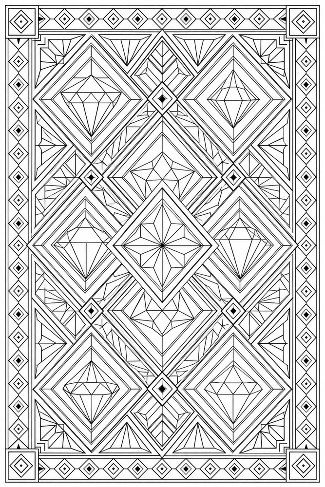 Adult Geometric Geometric Diamond Grid coloring page