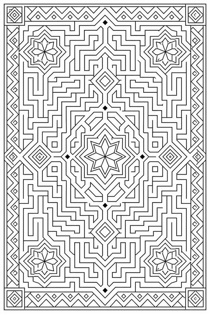 Adult Geometric Geometric Geometric Maze coloring page