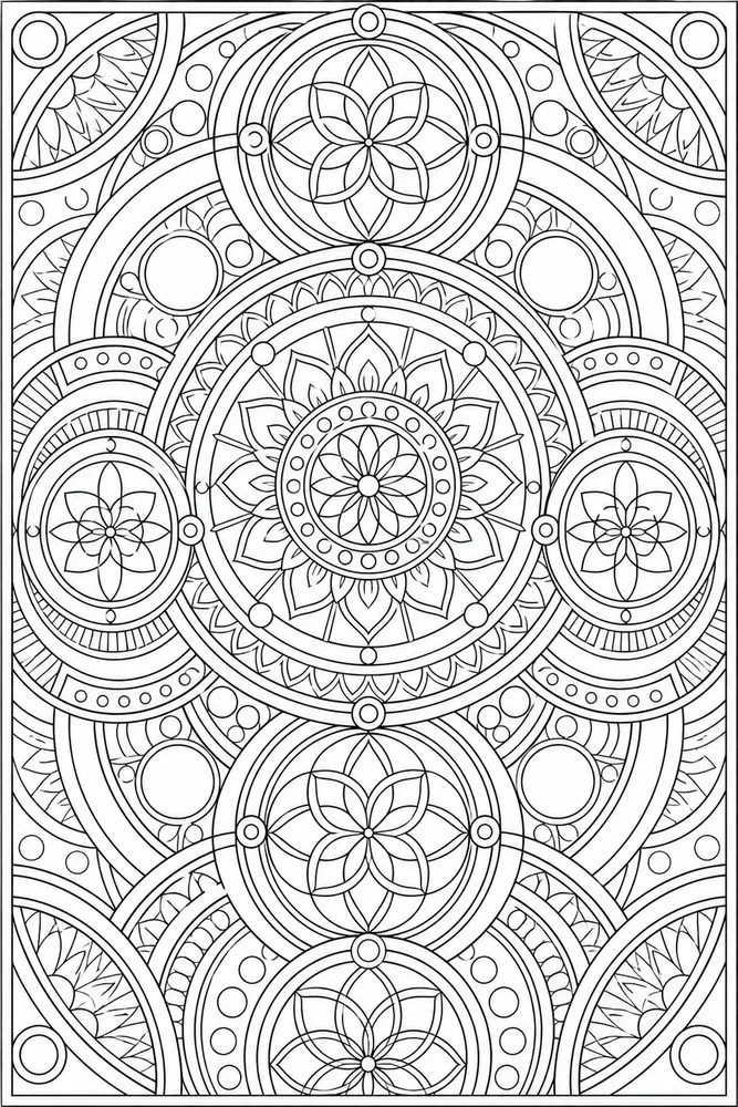 Adult Geometric Geometric Nested Circles coloring page