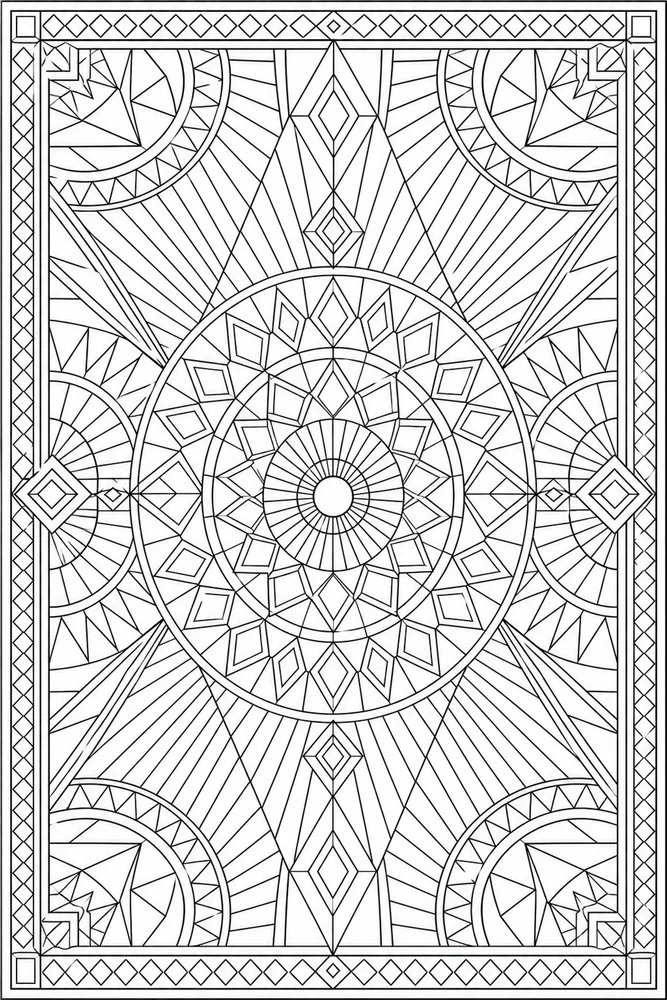 Adult Geometric Geometric Radial Lines coloring page