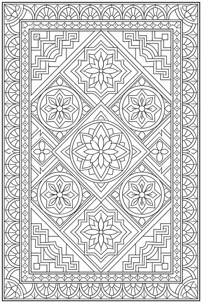 Adult Geometric Geometric Symmetry Tiles coloring page
