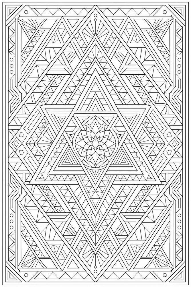 Adult Geometric Geometric Triangle Lattice coloring page