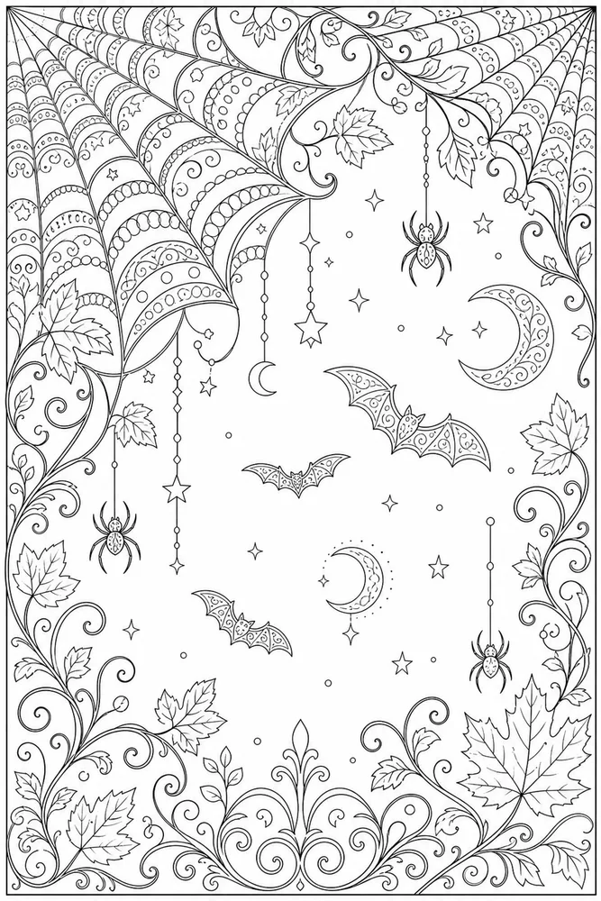 Adult Halloween Halloween Spider Web Corner coloring page