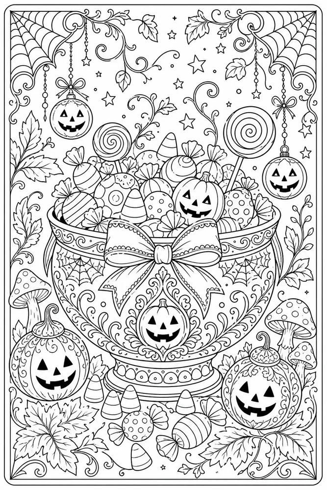 Adult Halloween Halloween Treat Bowl coloring page