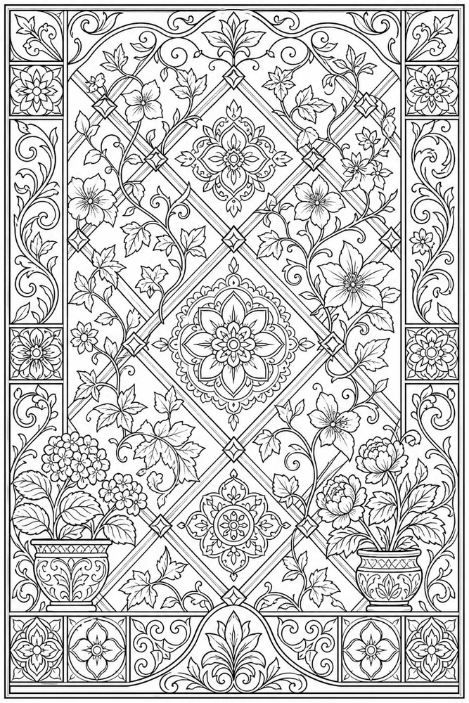 Adult Patterns Pattern Garden Lattice coloring page