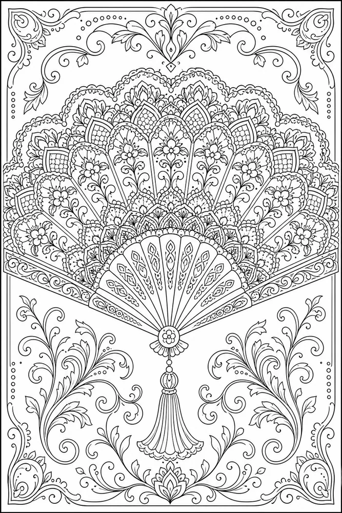 Adult Patterns Pattern Lace Fan Pattern coloring page